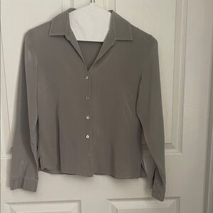 Doncaster Grey Button Down Shirt 100% Silk